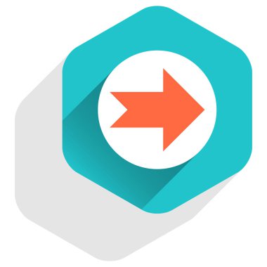 Düz ok işareti simgesi altıgen düğmesini yuvarlak