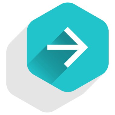 Ok işareti altıgen simgesi düz uzun Gölge Stili