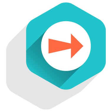 Düz ok işareti simgesi altıgen düğmesini yuvarlak