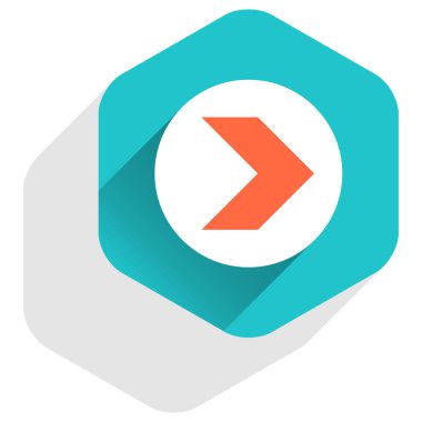 Düz ok işareti simgesi altıgen düğmesini yuvarlak