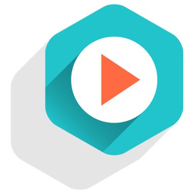 Ok işareti simgesi düz altıgen düğmesini oynamak