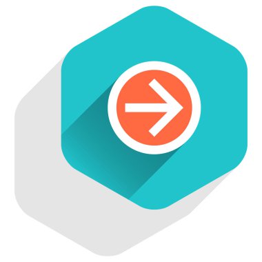 Düz ok işareti simgesi altıgen düğmesini yuvarlak