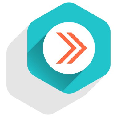 Düz ok işareti simgesi altıgen düğmesini yuvarlak