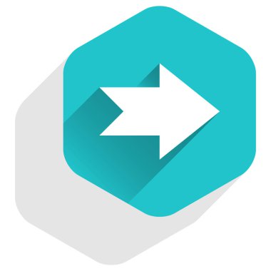 Ok işareti altıgen simgesi düz uzun Gölge Stili