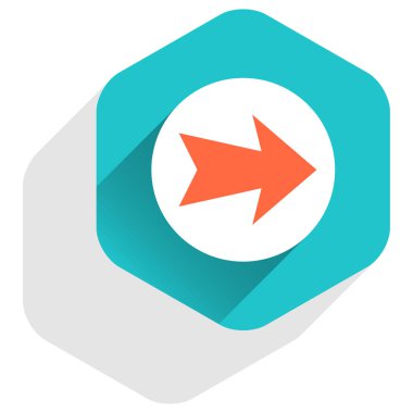 Düz ok işareti simgesi altıgen düğmesini yuvarlak