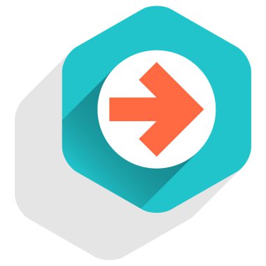 Düz ok işareti simgesi altıgen düğmesini yuvarlak