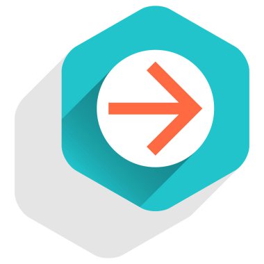 Düz ok işareti simgesi altıgen düğmesini yuvarlak