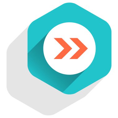 Düz ok işareti simgesi altıgen düğmesini yuvarlak