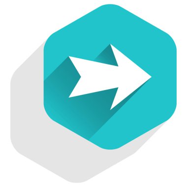 Ok işareti altıgen simgesi düz uzun Gölge Stili