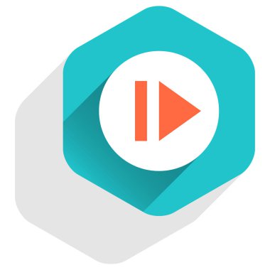 Ok işareti açma simgesi düz altıgen düğmesi