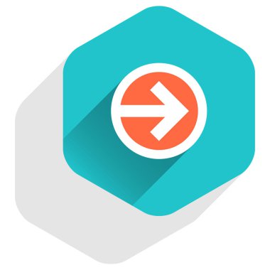 Düz ok işareti simgesi altıgen düğmesini yuvarlak