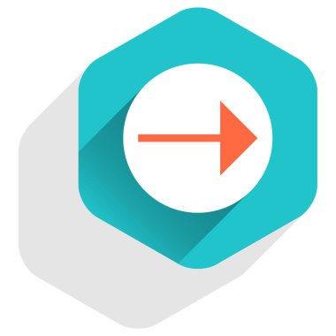 Düz ok işareti simgesi altıgen düğmesini yuvarlak