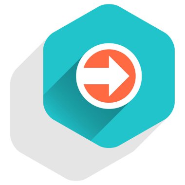 Düz ok işareti simgesi altıgen düğmesini yuvarlak