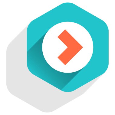 Düz ok işareti simgesi altıgen düğmesini yuvarlak