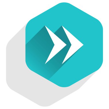 Ok işareti altıgen simgesi düz uzun Gölge Stili