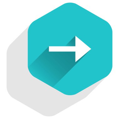 Ok işareti altıgen simgesi düz uzun Gölge Stili