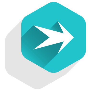 Ok işareti altıgen simgesi düz uzun Gölge Stili