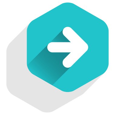 Ok işareti altıgen simgesi düz uzun Gölge Stili