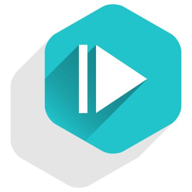 Ok işareti açma simgesi düz altıgen düğmesi