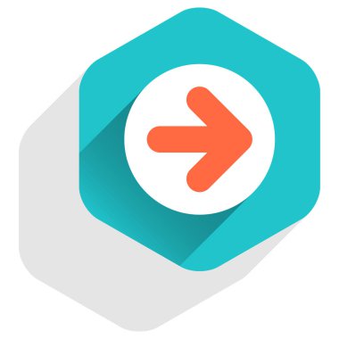 Düz ok işareti simgesi altıgen düğmesini yuvarlak