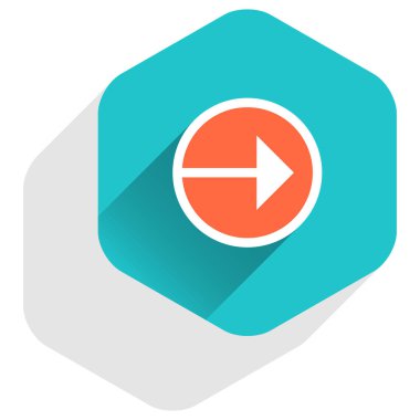 Düz ok işareti simgesi altıgen düğmesini yuvarlak