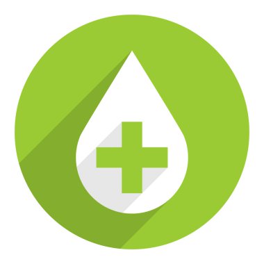 Beyaz damla simgesi ilk yardım işareti çapraz yeşil