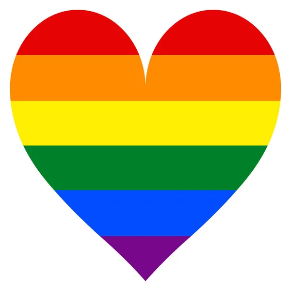Bandeira do arco-íris em forma de coração — Vetor de Stock