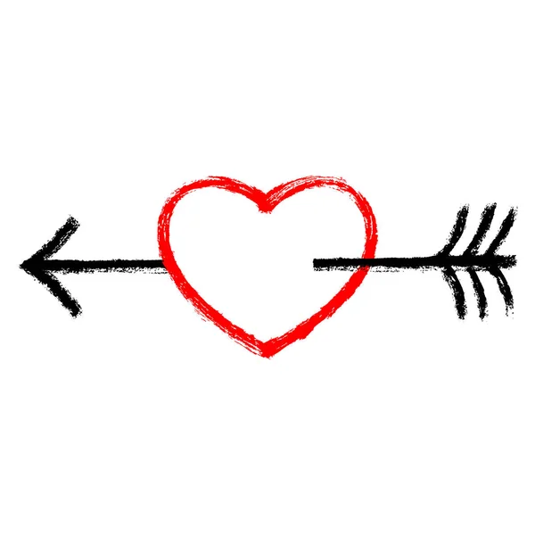 Coeur rouge avec flèche noire — Image vectorielle