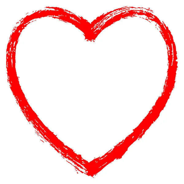 Coup de pinceau contour coeur rouge — Image vectorielle