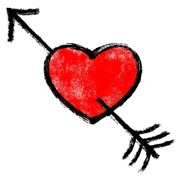 Red Arrow Piercing Heart — Stock Vector