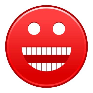 Kırmızı gülümseyen yüzü neşeli gülen mutlu ifade