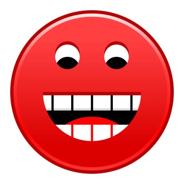 Kırmızı gülümseyen yüzü neşeli gülen mutlu ifade