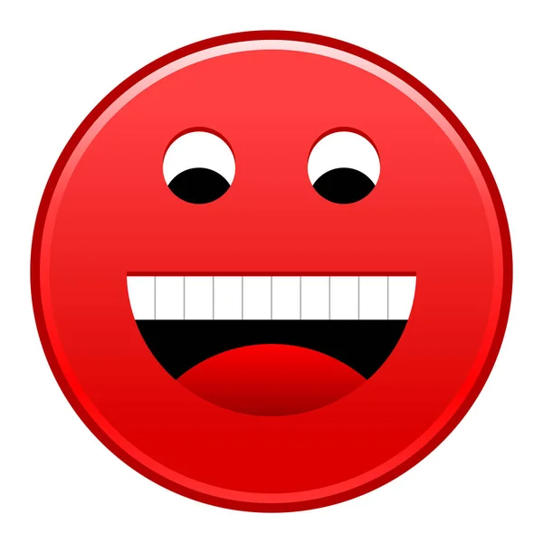 Vermelho rosto sorridente alegre emoticon feliz sorridente —  Vetores de Stock