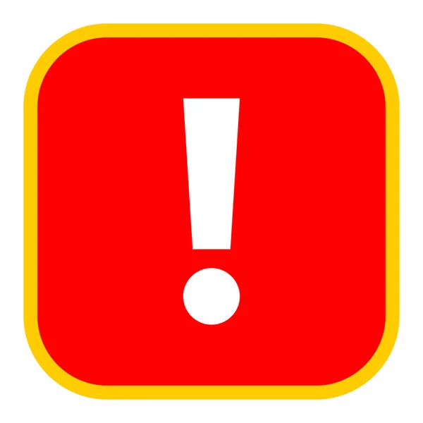 Piazza rossa punto esclamativo icona avvertimento segno pulsante attenzione — Vettoriale Stock