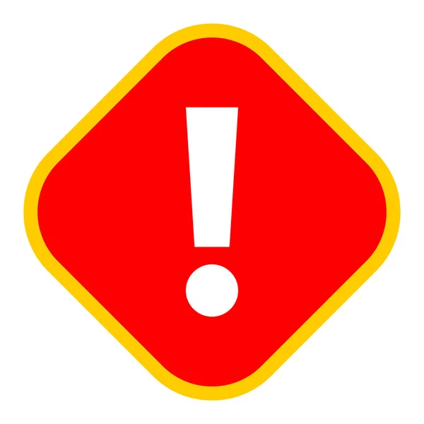 Красный ромб восклицательный знак значок предупреждение знак внимания кнопки — стоковый вектор