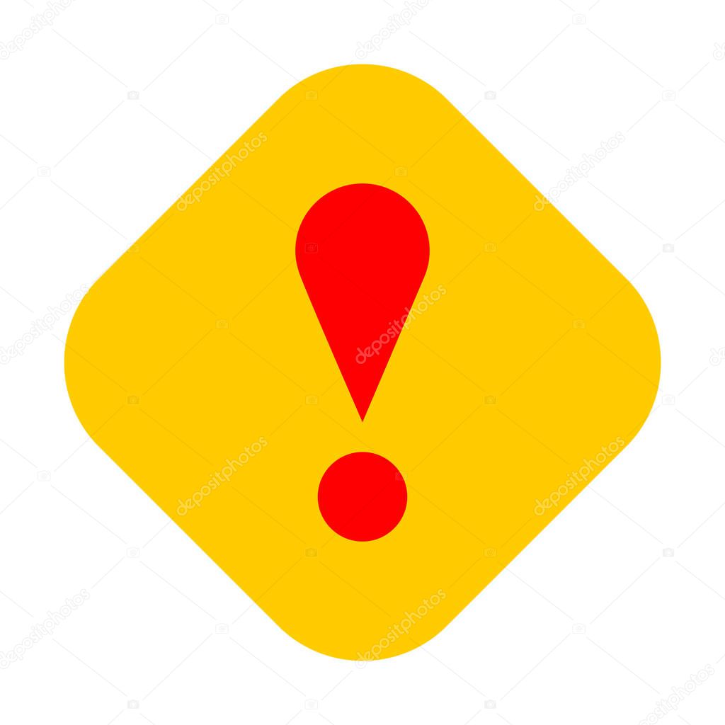 Yellow rhomb exclamation mark icon warning sign attention button