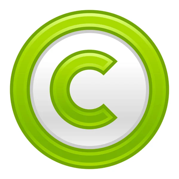 Symbole de droit d'auteur vert signe icône mate — Image vectorielle