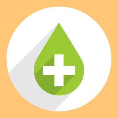 Yeşil damla simgesi ilk yardım işareti daire şekli