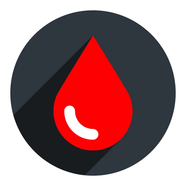 Forma do círculo do ícone da gota de sangue vermelho — Vetor de Stock