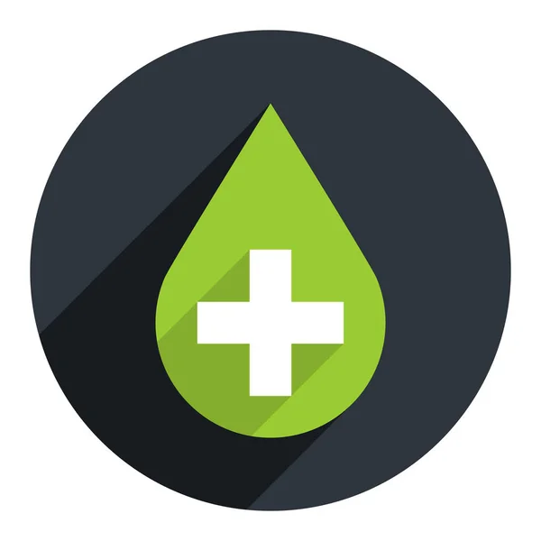 Grünes Tropfen-Symbol Erste-Hilfe-Schild — Stockvektor