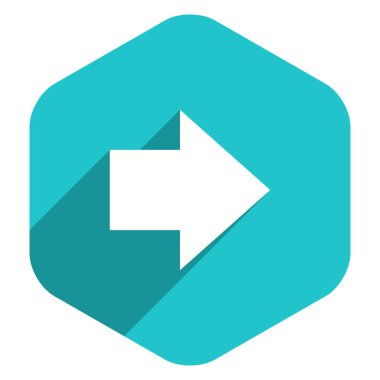 Ok işareti altıgen simgesi düz stil