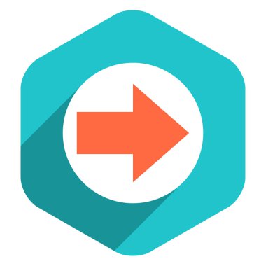 Düz ok işareti simgesi altıgen düğmesini yuvarlak