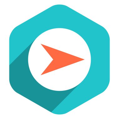 Düz ok işareti simgesi altıgen düğmesini yuvarlak