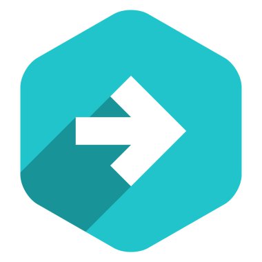 Ok işareti altıgen simgesi düz stil