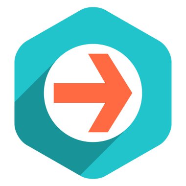 Düz ok işareti simgesi altıgen düğmesini yuvarlak