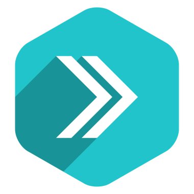 Ok işareti altıgen simgesi düz stil