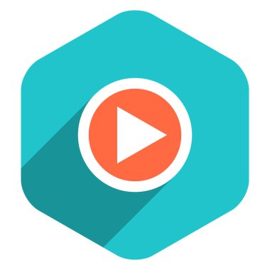 Ok işareti simgesi düz altıgen düğmesini oynamak