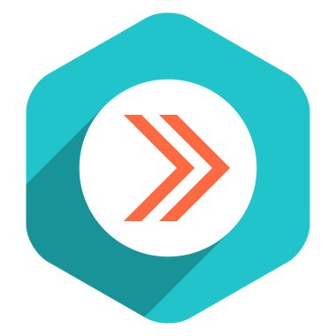 Düz ok işareti simgesi altıgen düğmesini yuvarlak