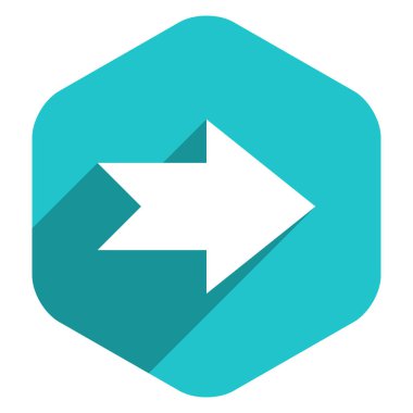 Ok işareti altıgen simgesi düz stil