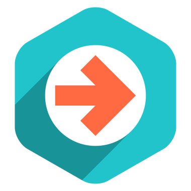 Düz ok işareti simgesi altıgen düğmesini yuvarlak